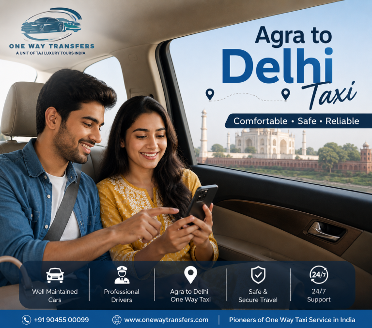 Agra to Delhi Taxi with couple booking a cab on mobile phone
